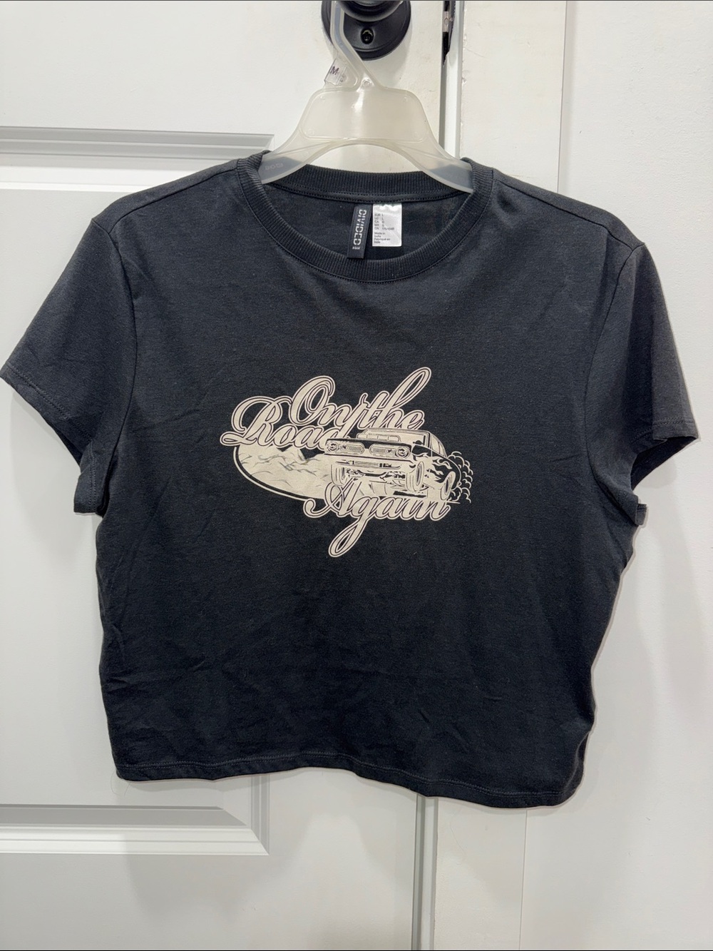 H&M Black Baby Tee with Cream Graphic